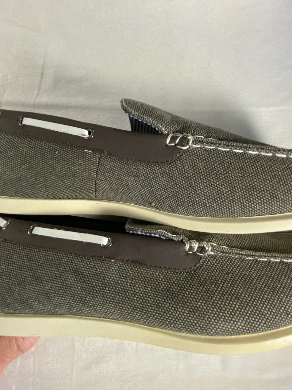 Bruno Marc Men's 13 US Gray Canvas Slip-On Loafer Boat Shoes